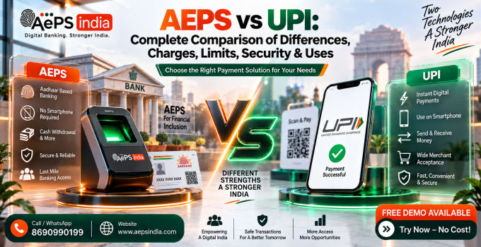 AEPS vs UPI: Complete Comparison of Differences, Charges, Limits, Security & Uses